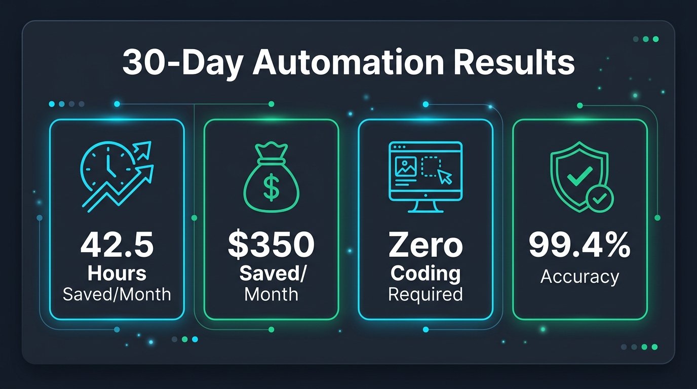 30-Day Automation Case Study ROI Metrics Card