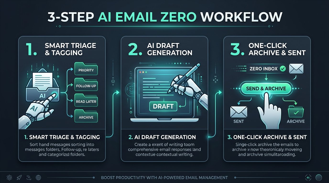 3-Step AI Email Zero Workflow Diagram