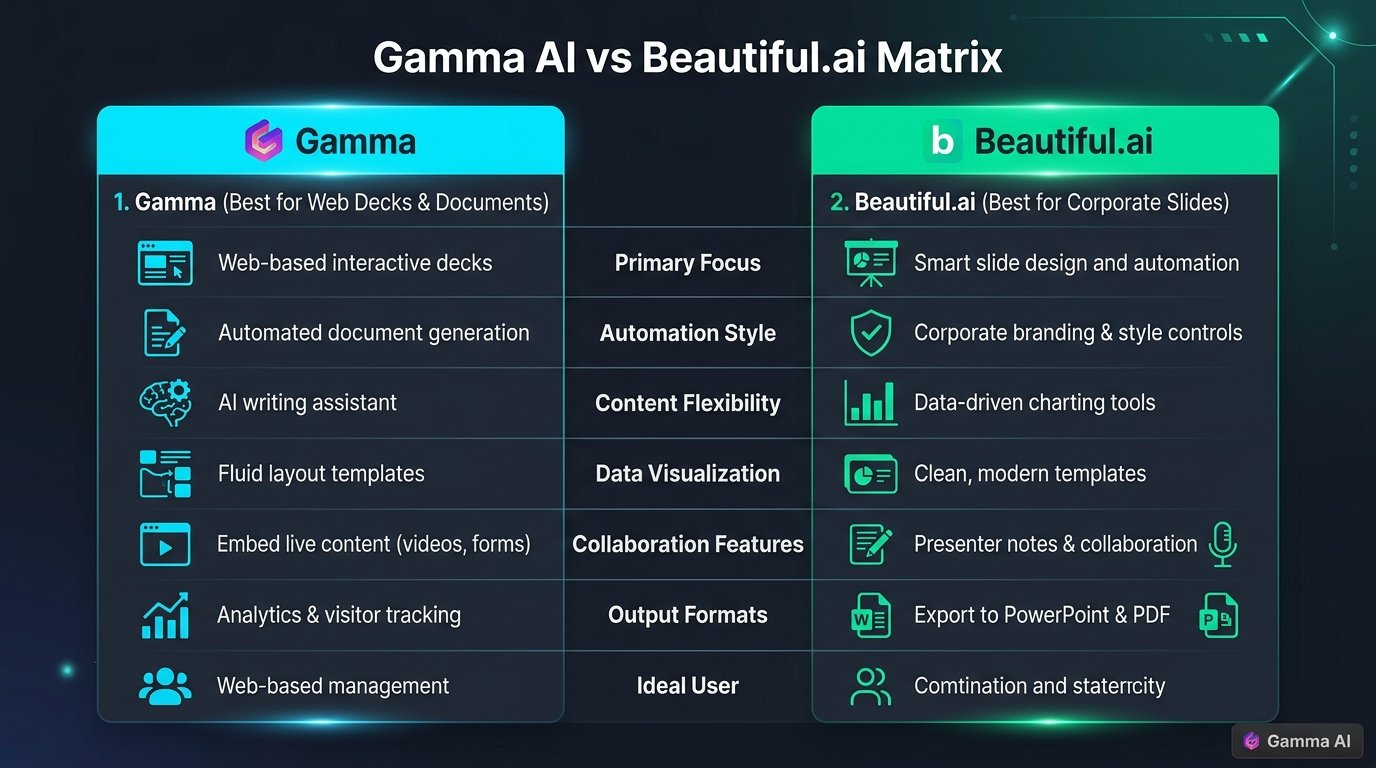 Gamma AI vs Beautiful.ai Feature Comparison
