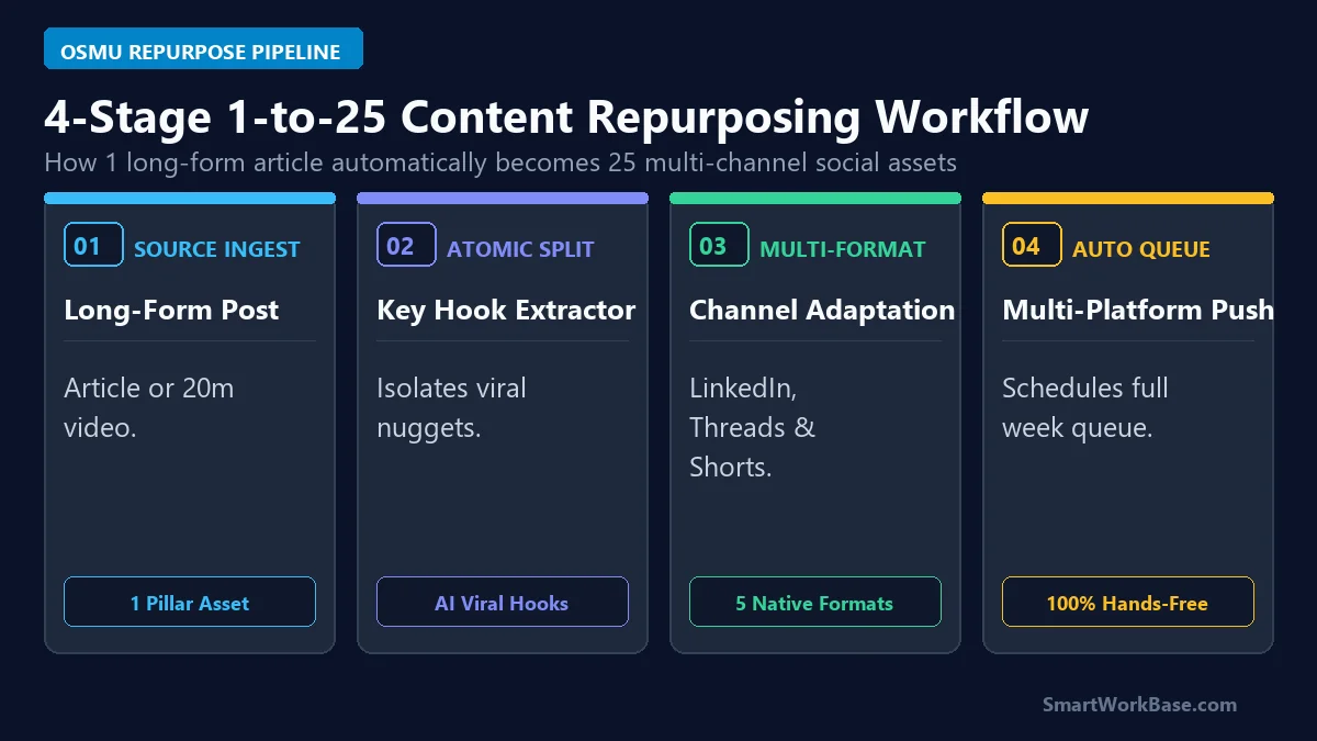 4-Stage 1-to-25 Content Repurposing Workflow