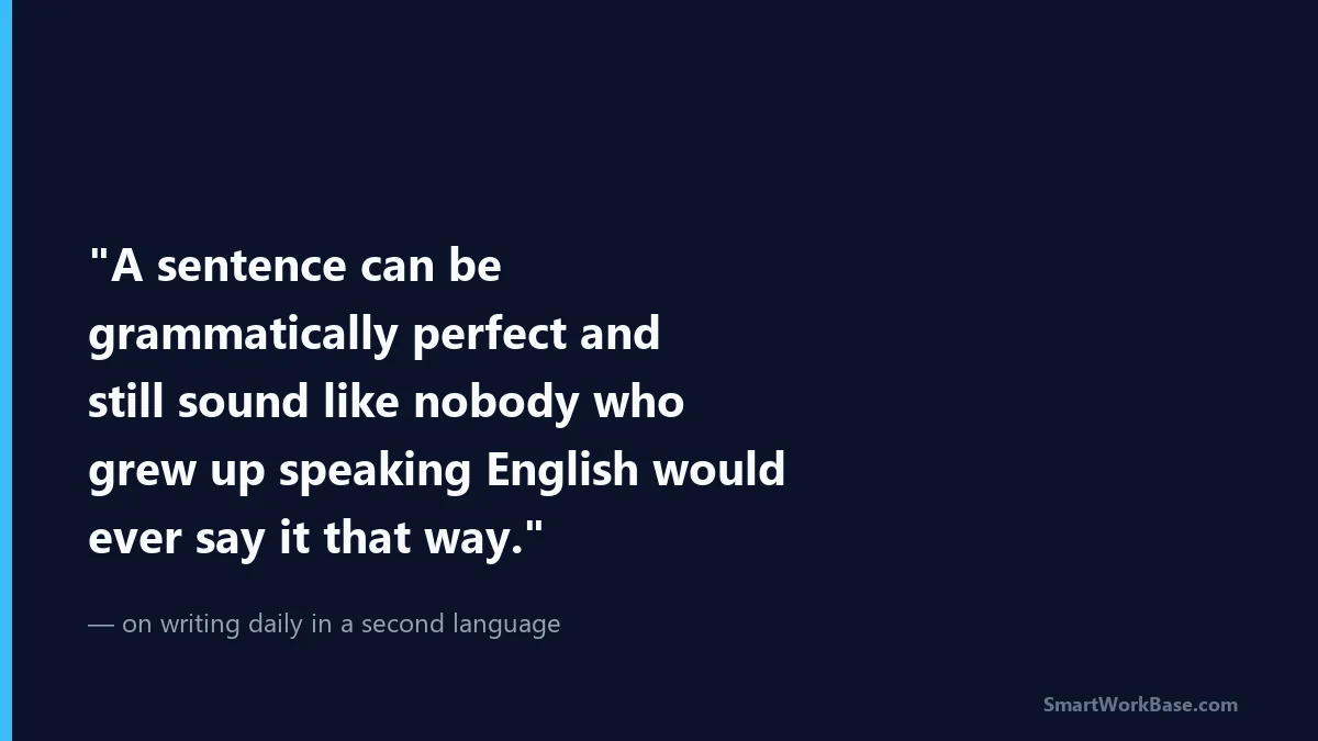 Quote card: writing daily in a second language