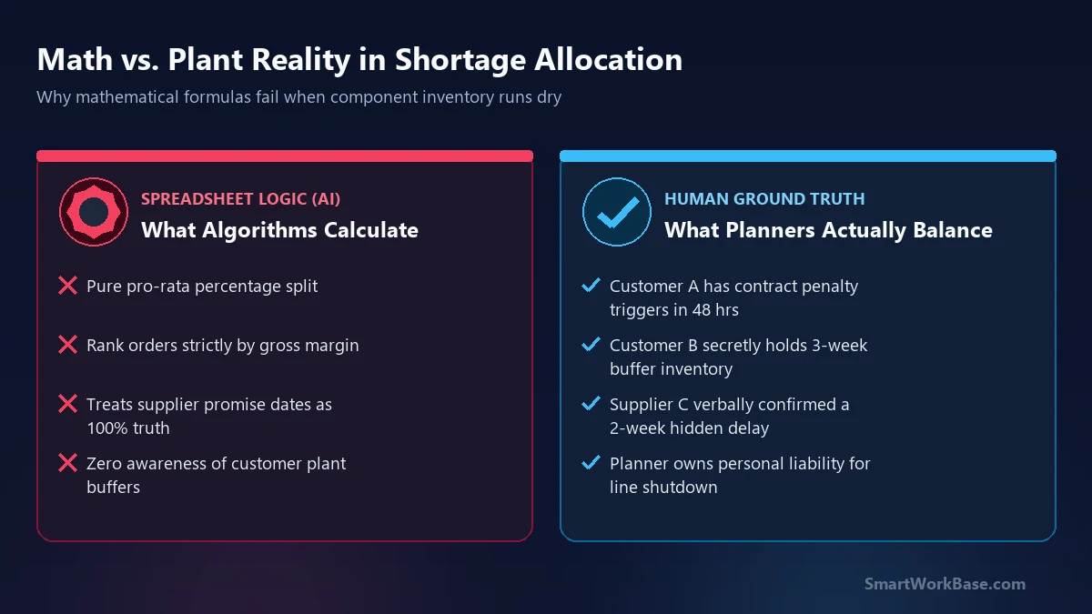 Math vs Plant Reality in Shortage Allocation