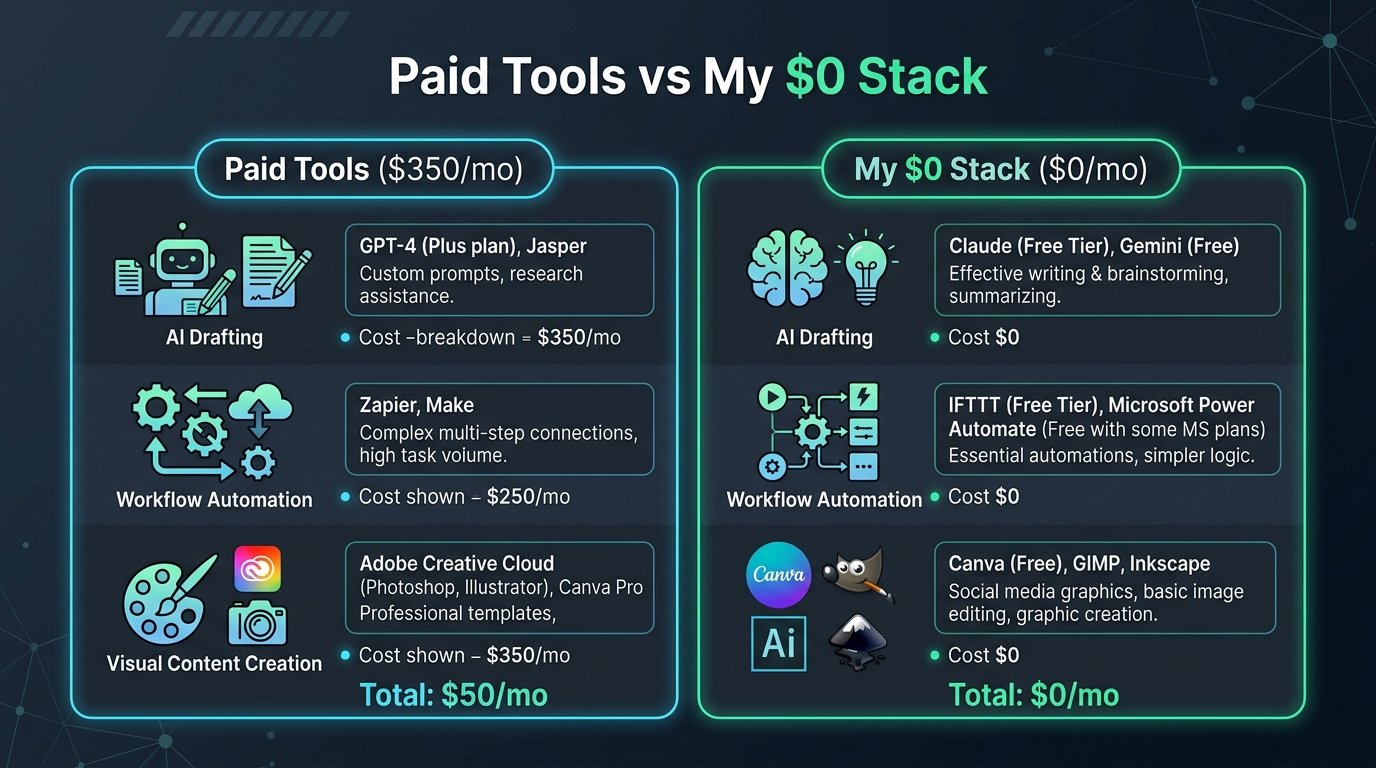 Cost Comparison Card: Paid Enterprise vs Free AI Stack