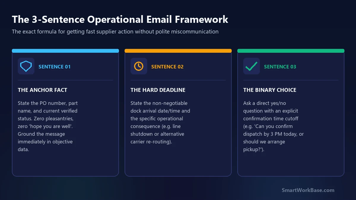 The 3-sentence operational email framework breakdown