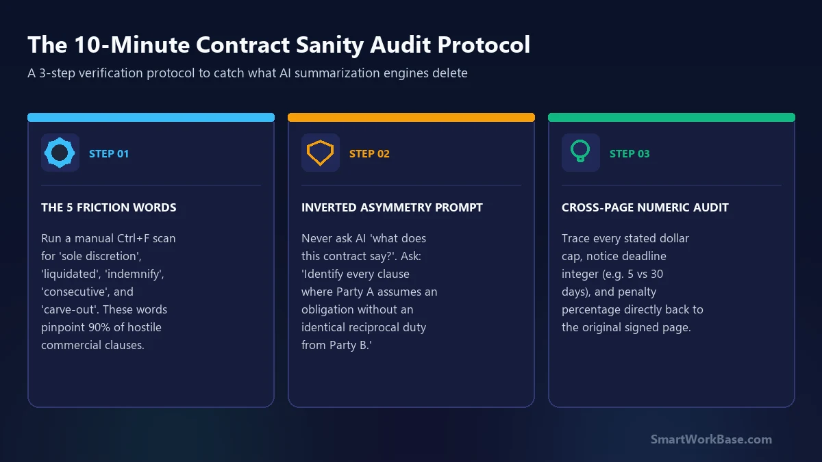 The 10-minute contract sanity audit protocol framework card