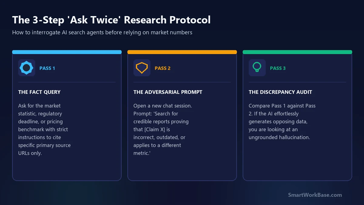 The 3-step ask twice research protocol framework card
