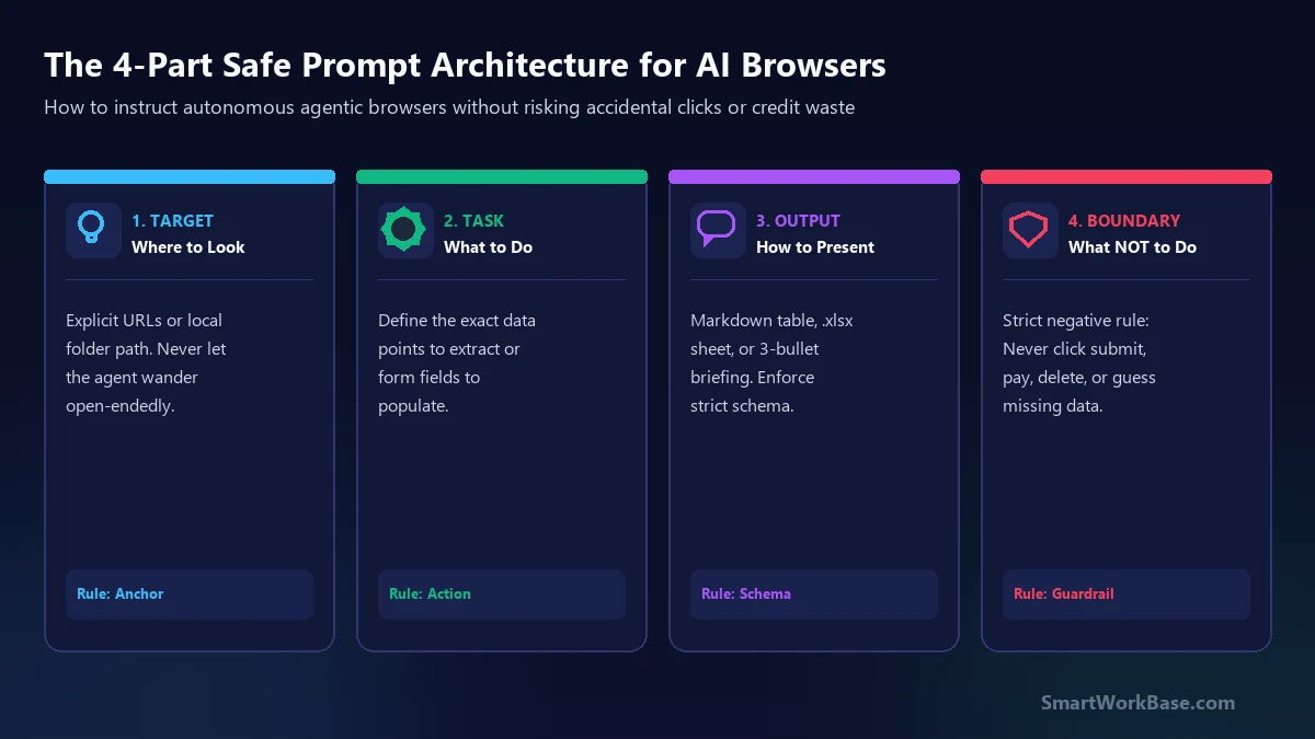 The 4-Part Safe Prompt Architecture for AI Browsers Card