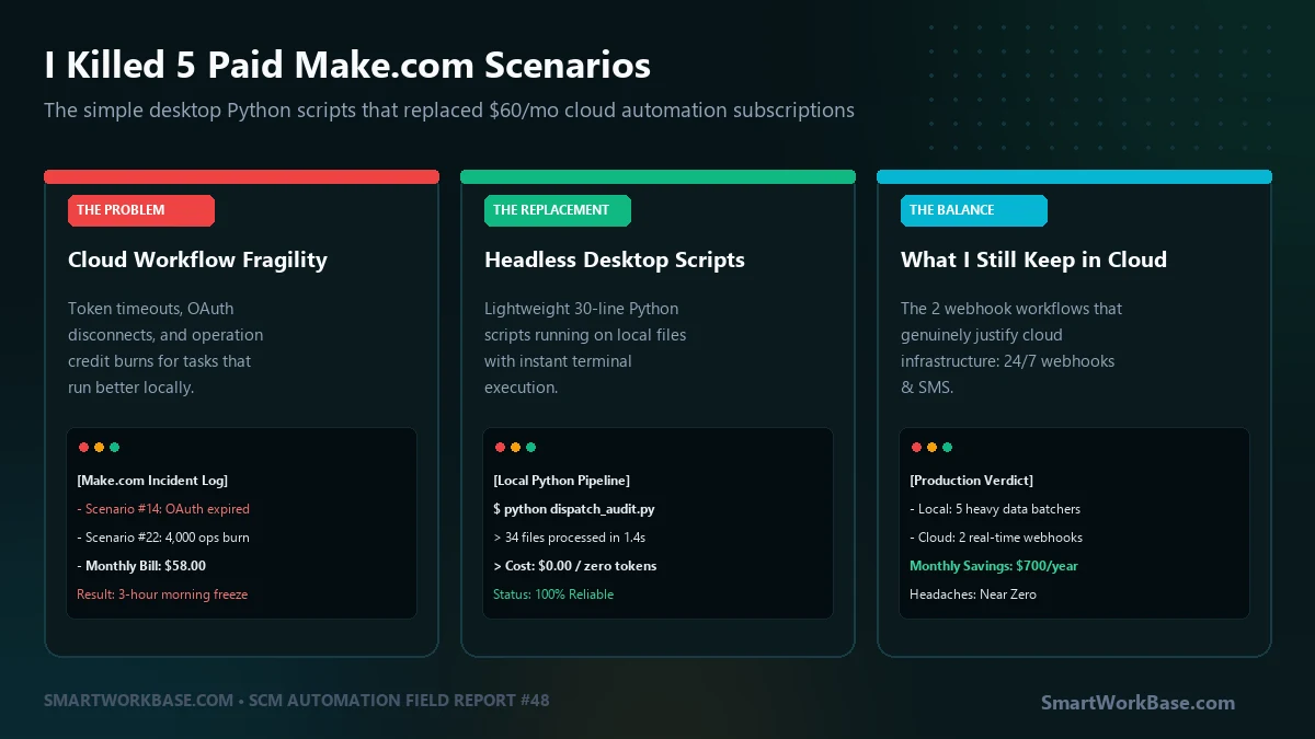 Replacing brittle paid Make and Zapier scenarios with lightweight local desktop automation scripts
